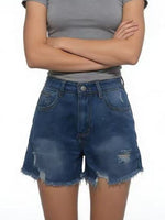 Distressed Frayed Hem Denim Shorts