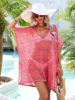 Angel Wings Slit Openwork V-Neck Cover Up - Ladyez
