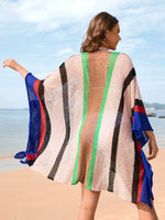 Openwork Color Block Plunge Cover-Up - Ladyez