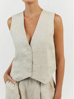 Full Size V-Neck Vest and Wide Leg Pants Set Plus Size