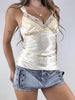 Lace Trim V-Neck Satin Cami Top