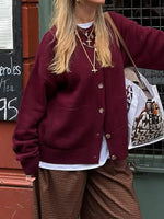 Button Up Dropped Shoulder Cardigan