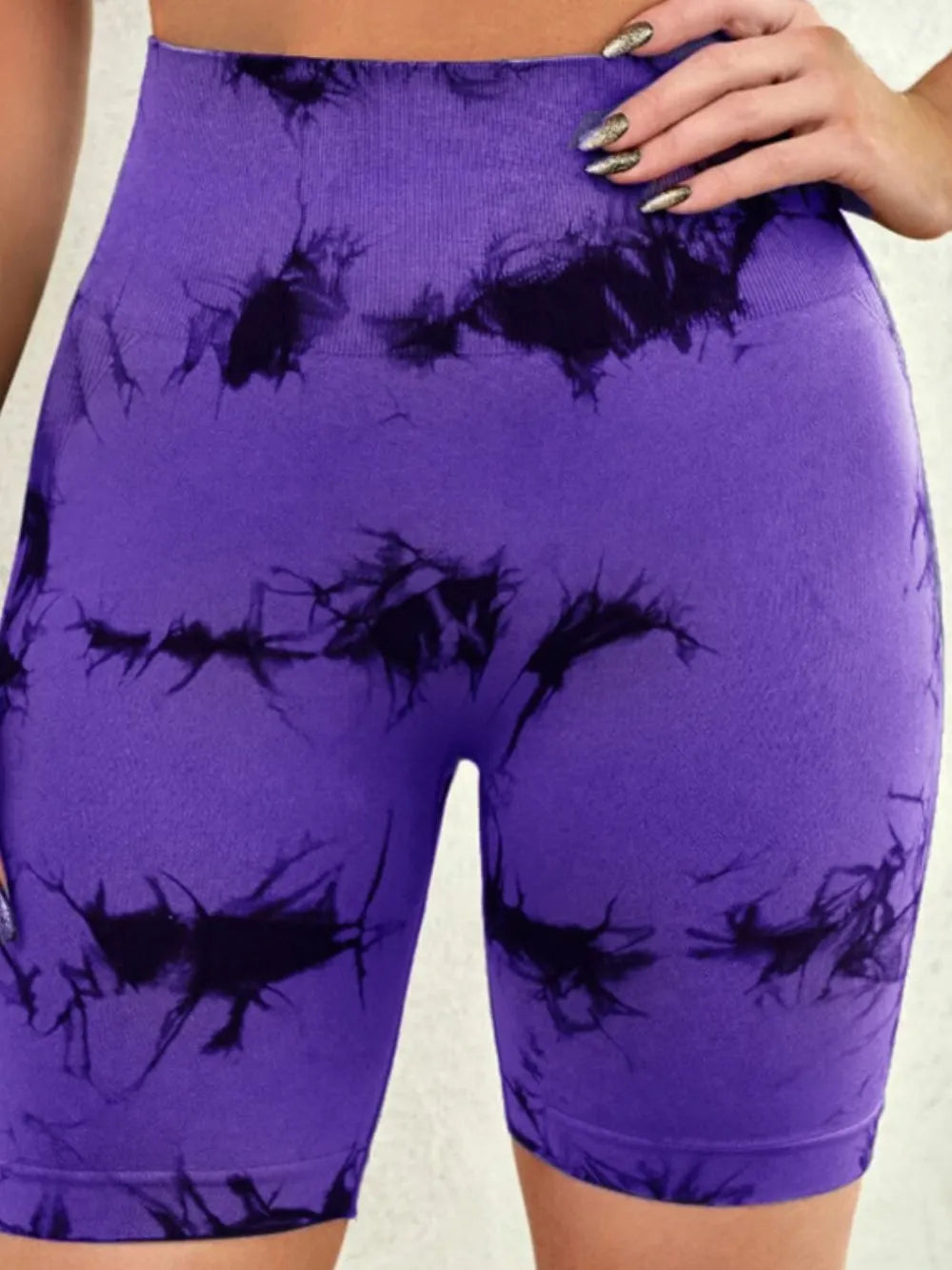 Tie-Dye High Waist Active Shorts - Ladyez