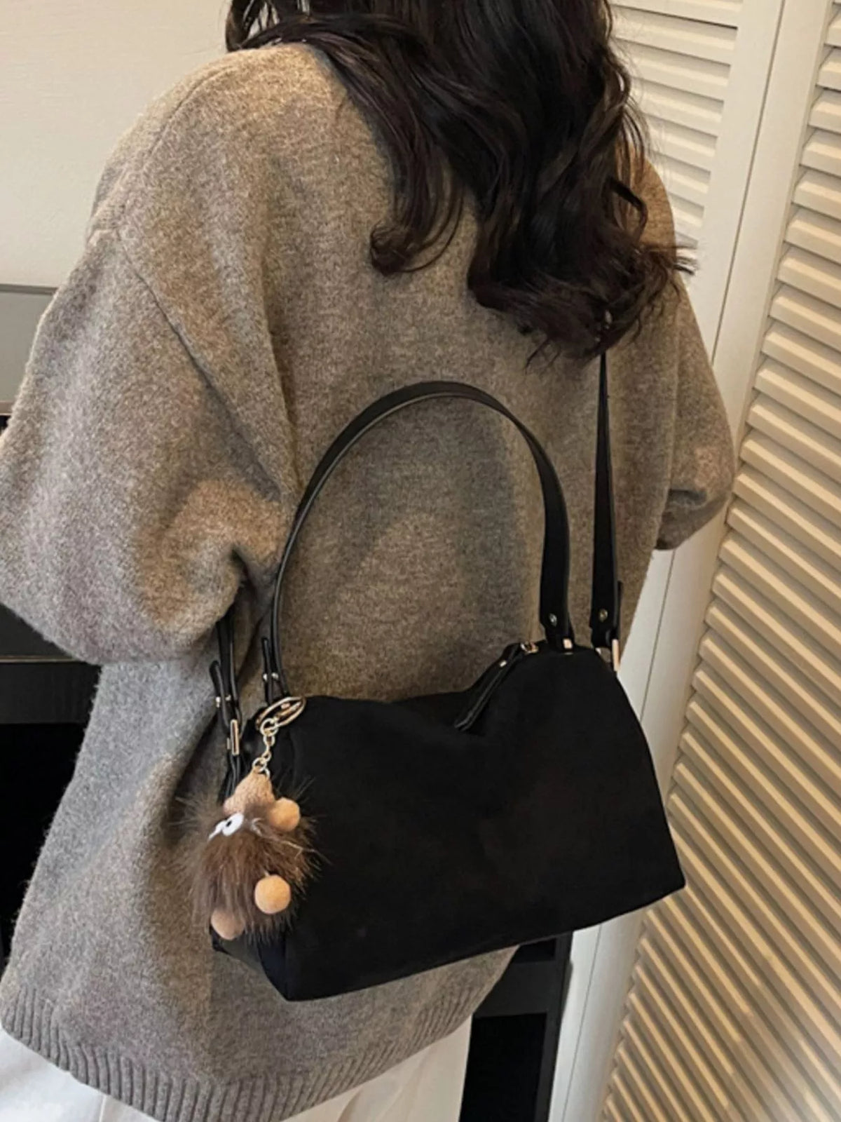 Crossbody Bag with Furry Charm