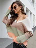 Frayed Hem Long Sleeve Sweater