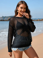Openwork Dropped Shoulder Cover Up - Ladyez