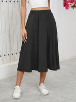 Elastic Waist Skirt With Pockets
