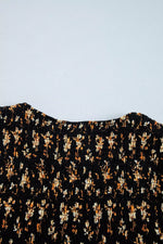 Floral Print Smocked Waist Long Sleeve Blouse