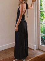Halter Neck Wrap Maxi Dress with Tie Detail - Ladyez