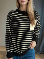 Striped Mock Neck Long Sleeve Sweater