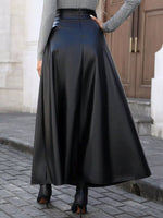 Leather A-Line Midi Skirt