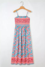 Bohemian Ethnic Print Spaghetti Straps Vacation Maxi Dress