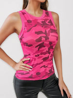 Camouflage Round Neck Tank Top - Ladyez