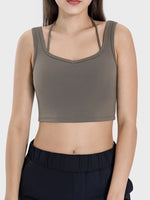 Millennia Crisscross Square Neck Active Tank - Ladyez