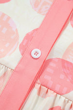 Double Polka Dot Printed Ruffle Trim Short Sleeve Babydoll Shirt