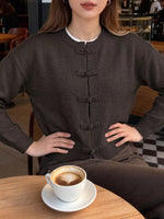 Chinese-Style Button Knit Cardigan