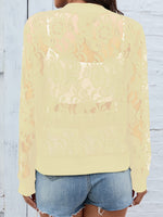 Sheer Lace Zip Up Long Sleeve Jacket - Ladyez