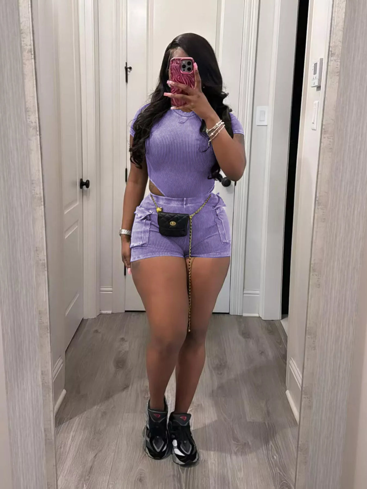 Ribbed Knit Bodysuit and Shorts Set