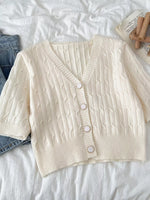 Texture Knit Button Down Cardigan