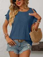 Mandy Eyelet Round Neck Short Sleeve Top - Ladyez