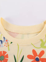 Children's Floral Print Ruffle Hem Top & Capri Leggings Set