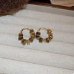 Tiger's Eye 18K Gold-Plated Copper Geometric Earrings