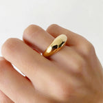 18K Gold Plated Polished Dome Ring - Ladyez