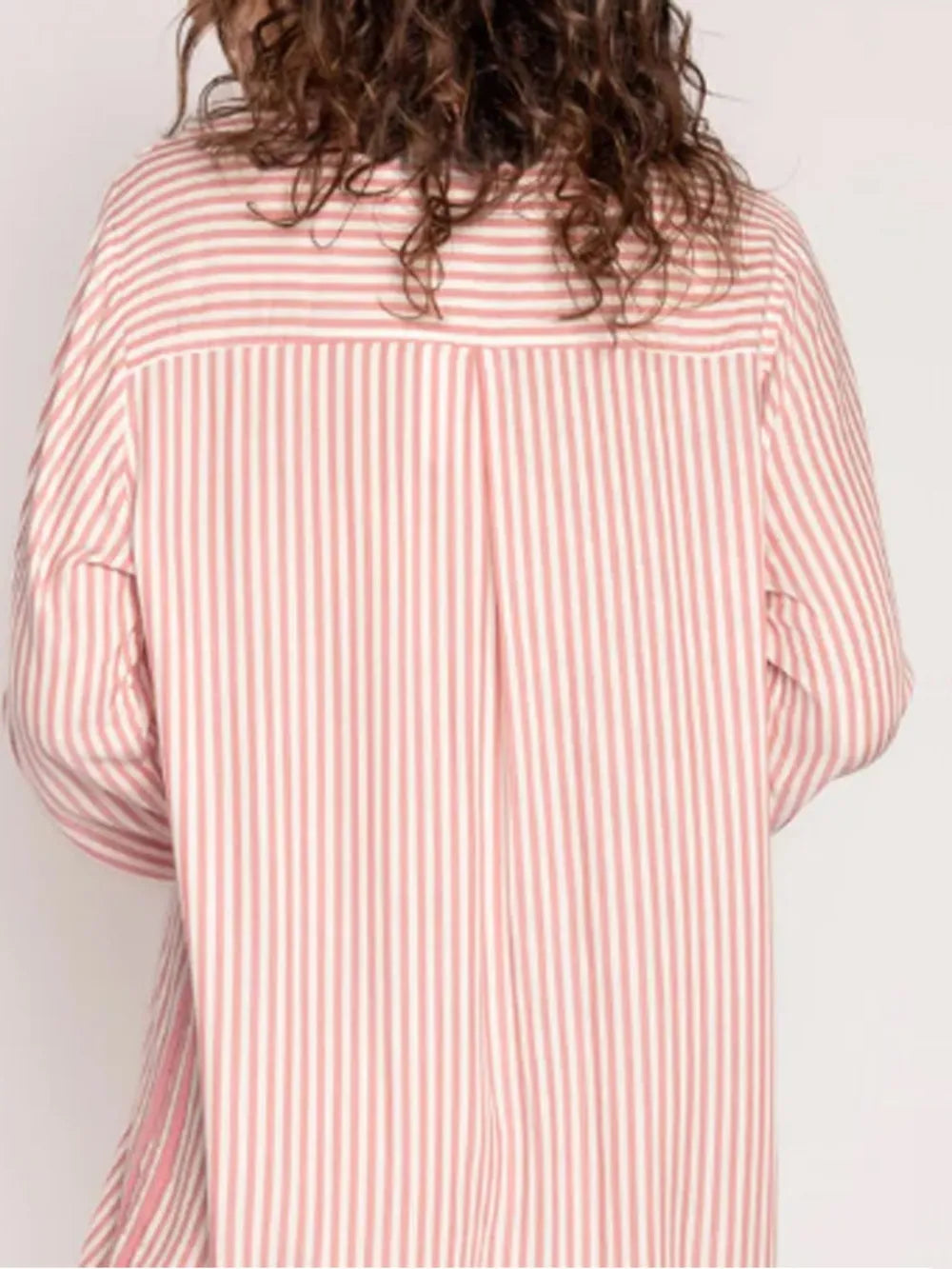 Striped Collared Neck Long Sleeve Top and Shorts Lounge Set - Ladyez