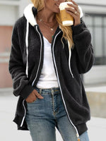 Full Size Cozy Fleece Zip-Up Hooded Jacket Plus Size