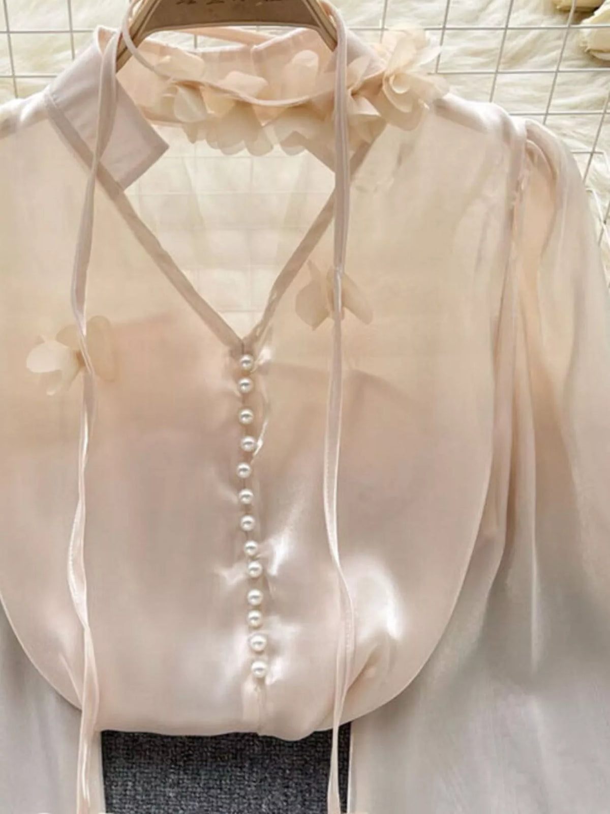 Sheer Floral Embellished Shirt