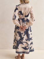 Printed Button Down Belted Shirt Dress