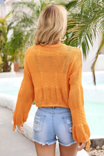 Angel Wings Drawstring Hem Round Neck Cropped Cover Up - Ladyez