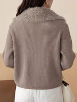 Fluffy Trim Zip-Up Cardigan