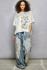 POL Floral Patchwork Lace Accent Blouse