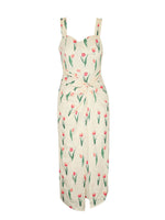 Tulip Print Twist Front Slit Cami Dress