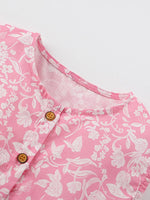 Children's Floral Print Button-Front Casual Dress