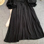 Balloon Sleeve Tie-Waist Dress