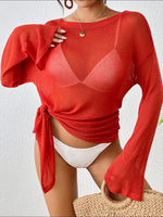 Round Neck Slit Cover-Up - Ladyez