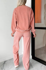 Ribbed Round Neck Top and Pants Set
