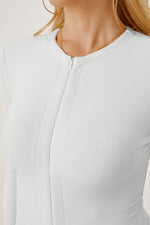 Zip Up Long Sleeve Bodysuit - Ladyez