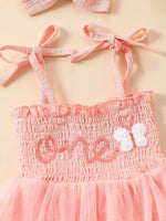 Children's Smocked Tie Shoulder Bodysuit & Headband Set