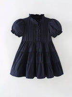 Children's Vintage Ruffle Collar Tiered Short Sleeve Dress