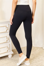 Double Take Wide Waistband Sports Leggings - Ladyez