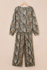 Abstract Print Long Sleeve Pant Set