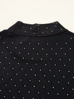 Rhinestone Embellished Mesh Long Sleeve Top