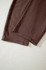 Solid Color Square Patch Pocket Ankle-length Barrel Jeans
