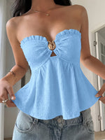Frill Tube Top with Buckle Detail