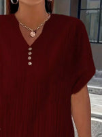 Plus Size Notched Short Sleeve Textured Top