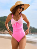 Lace Detail Crisscross Back One-Piece Swimwear - Ladyez