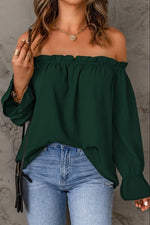 Frill Off-Shoulder Flounce Sleeve Blouse - Ladyez